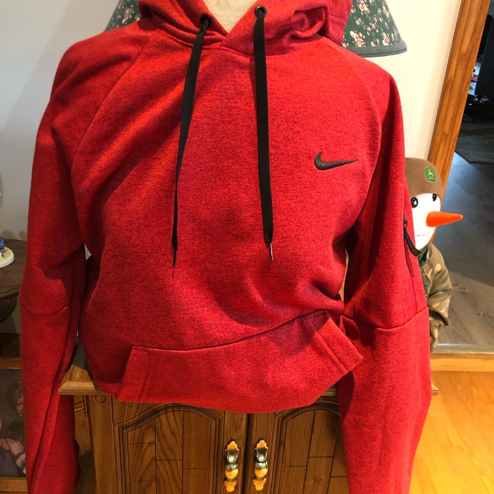 Nike Red Hoodie with Black Swoosh Tag